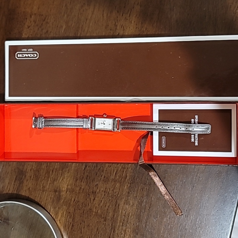 Coach Platinum Rectangle Watch Euc - image 7